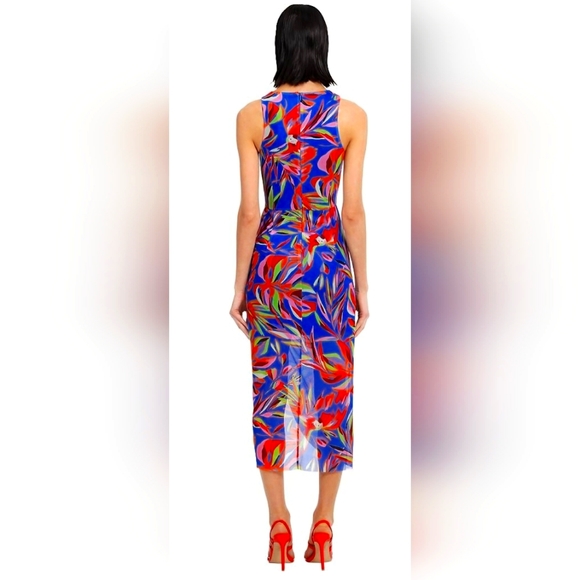 Donna Morgan Woman's Ruched Racer Back Dress Size 16, Red/Blue - Picture 6 of 8